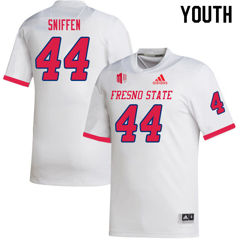 Youth #44 John Sniffen Fresno State Bulldogs College Football Jerseys Sale-White